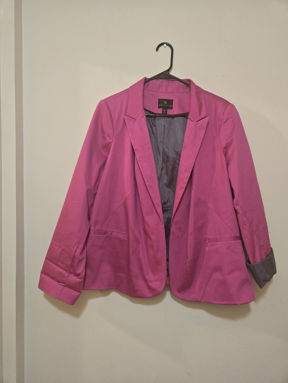 Worthington Vibrant Pink Open-Front Blazer